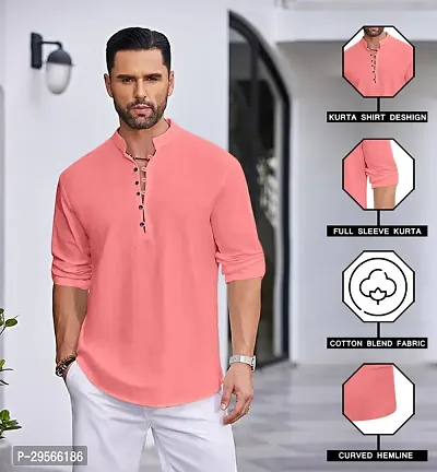 Stylish Solid Cotton Blend Straight Kurta For Men-thumb5