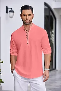 Stylish Solid Cotton Blend Straight Kurta For Men-thumb1