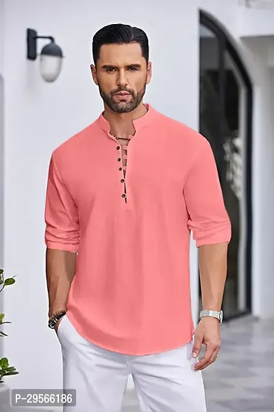 Stylish Solid Cotton Blend Straight Kurta For Men-thumb2