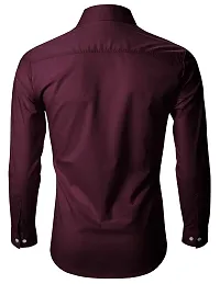 FINIVO FASHION Men Cotton Casual Shirt Wine-thumb1