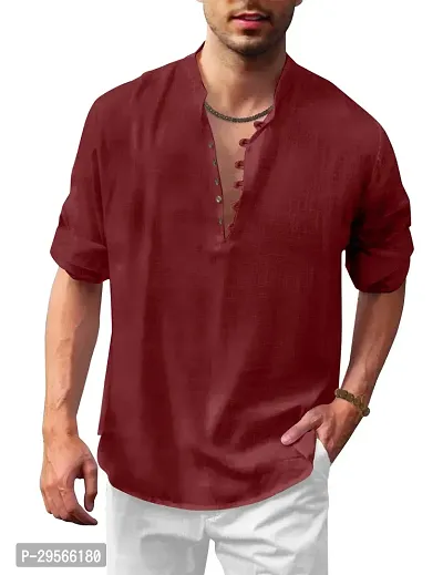 Stylish Solid Cotton Blend Straight Kurta For Men-thumb0