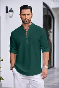 Stylish Solid Cotton Blend Straight Kurta For Men-thumb1