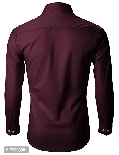 FINIVO FASHION Men Cotton Casual Shirt Wine-thumb2