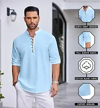 Stylish Solid Cotton Blend Straight Kurta For Men-thumb4