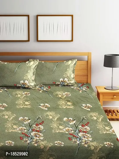 Vocal Store Double Bedsheet with 2 Pillow Cover|Floral Print  Glace Cotton Blend|Printed Design Pillow Cover|Size 222 x 254 cm, HFB-A014-thumb5