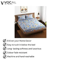 Vocal Store Double Bedsheet with 2 Pillow Cover|Floral Print  Glace Cotton Blend|Printed Design Pillow Cover|Size 222 x 254 cm, HFB-A015-thumb1