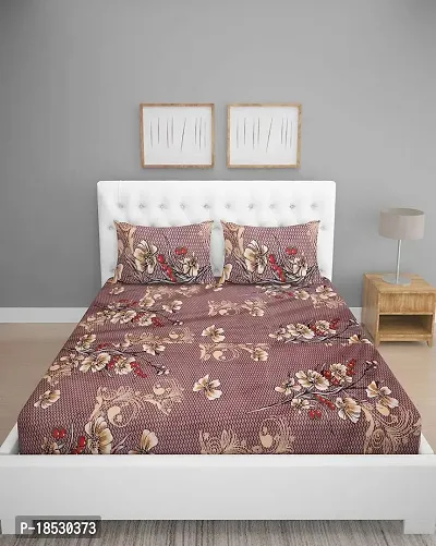 Vocal Store Double Bedsheet with 2 Pillow Cover|Floral Print  Glace Cotton Blend|Printed Design Pillow Cover|Size 222 x 254 cm, HFB-A013-thumb3