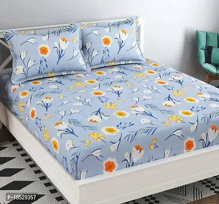 Vocal Store Double Bedsheet with 2 Pillow Cover|Floral Print  Glace Cotton Blend|Printed Design Pillow Cover|Size 222 x 254 cm, HFB-A015