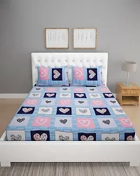 Vocal Store Grace Cotton/Microfiber 160 GSM Heart Printed Double Bedsheet with 2 Pillow Covers-thumb3