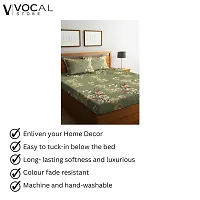 Vocal Store Double Bedsheet with 2 Pillow Cover|Floral Print  Glace Cotton Blend|Printed Design Pillow Cover|Size 222 x 254 cm, HFB-A014-thumb1