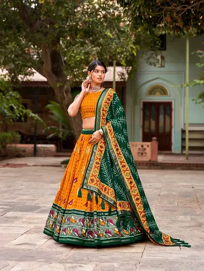 Stylish Tussar Silk Printed Lehenga Choli Set