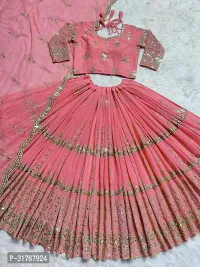 Beautiful Georgette Embellished Lehenga Choli With Dupatta For Women