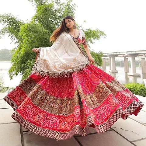 Elegant Muslin Semi Stitched Lehenga Choli Dupatta Set