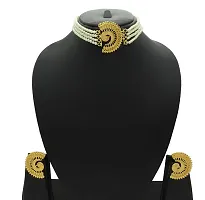 Upala Gold Plated Pearls Choker Peacock Motif For Girls And Women-thumb2