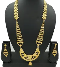 Upala? Gold Plated Designed Rani Haar Necklace Set With Ear Rings For Women-thumb2