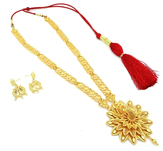 Upala? Plated Classic Designed Haar Necklace Set With Ear Rings For Women