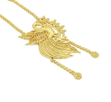 Upala? Gold Plated Bird Pendant Designed Classic Tie Chain Necklace With Earring For Girls And Women-thumb1