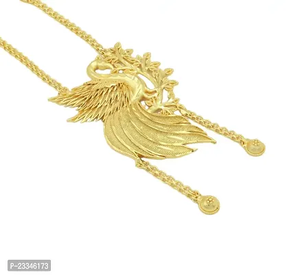 Upala? Gold Plated Bird Pendant Designed Classic Tie Chain Necklace With Earring For Girls And Women-thumb2