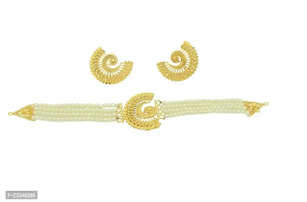 Upala Gold Plated Pearls Choker Peacock Motif For Girls And Women-thumb0