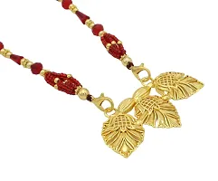 Upala 1.5 gram Gold Plated Leaf Motive Pendent With Beads Tassel For Women And Girls-thumb3