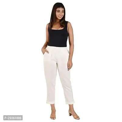 Trendy Moirai Cotton Blend Casual Trouser for Women-thumb0