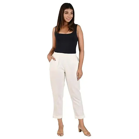 Trendy Moirai Blend Casual Trouser for Women