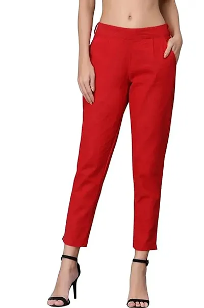 Stylish Solid Regular Fit Casual Trousers Women