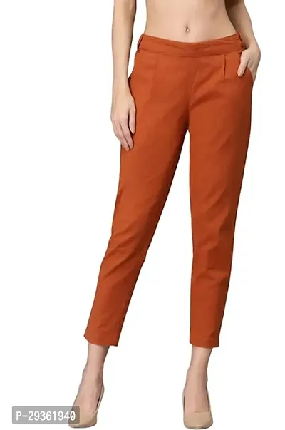 Trendy Moirai Cotton Blend Regular Fit Casual Trouser for Women