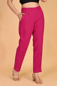 Trendy Moirai Solid Cotton Blend Regular Fit Casual Trouser for Women-thumb3