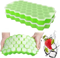 SZONZ Ice Cube Tray with Lid Silicone Honeycomb Shape Ice Mold for Whiskey, Cocktail, Parties, Fruit Juice, Soft Drink Small Square Ice Tray for Chilled Drinks ice mould, Ice Trays for Freezer (Multicolor) Pack Of 2-thumb4