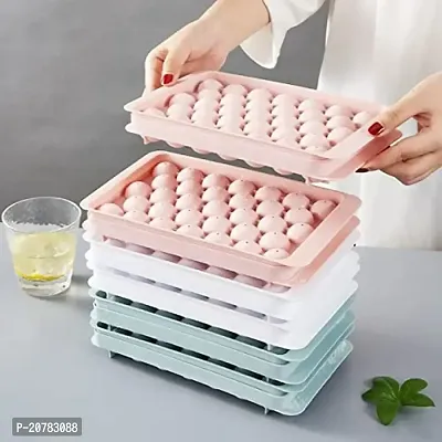 SZONZ Reusable Flexible Round Ice Cube Trays 33 Cavity Ice Cube Tray with Lid Trays for Freezer Moulds Small Cubes Whiskey Fridge Bar Soft Ice Cube Tray (Multicolor) Pack of 1-thumb5