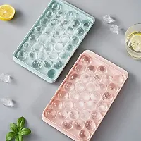 SZONZ Reusable Flexible Round Ice Cube Trays 33 Cavity Ice Cube Tray with Lid Trays for Freezer Moulds Small Cubes Whiskey Fridge Bar Soft Ice Cube Tray (Multicolor) Pack of 1-thumb1