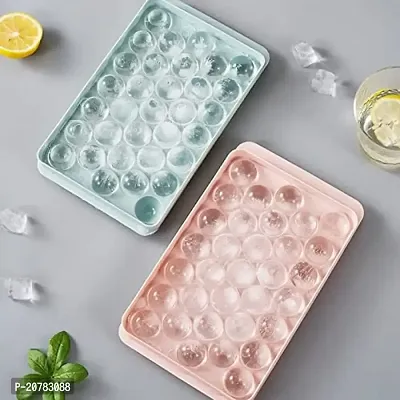 SZONZ Reusable Flexible Round Ice Cube Trays 33 Cavity Ice Cube Tray with Lid Trays for Freezer Moulds Small Cubes Whiskey Fridge Bar Soft Ice Cube Tray (Multicolor) Pack of 1-thumb2