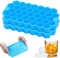 SZONZ ice tray Ice Cube Tray For Freezer Flexible Silicone Honeycomb Design 37 Cavity Ice Cube Mould Tray for Freezer Reusable water Ice Cubes Silicon Trays for Chilled Drinks Stackable Ice Cube Trays Multicolor (Pack Of 3)-thumb1