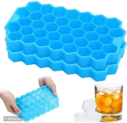 SZONZ ice tray Ice Cube Tray For Freezer Flexible Silicone Honeycomb Design 37 Cavity Ice Cube Mould Tray for Freezer Reusable water Ice Cubes Silicon Trays for Chilled Drinks Stackable Ice Cube Trays Multicolor (Pack Of 3)-thumb2