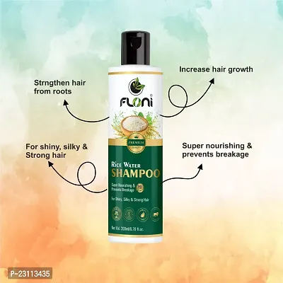 Floni Rice Water Shampoo for Women  Men for Shining Silky  Strong Hair 200 ML-thumb2