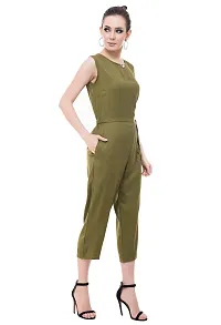 Solid olive Jumpsuit for women-thumb2