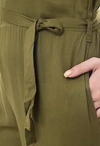 Solid olive Jumpsuit for women-thumb4