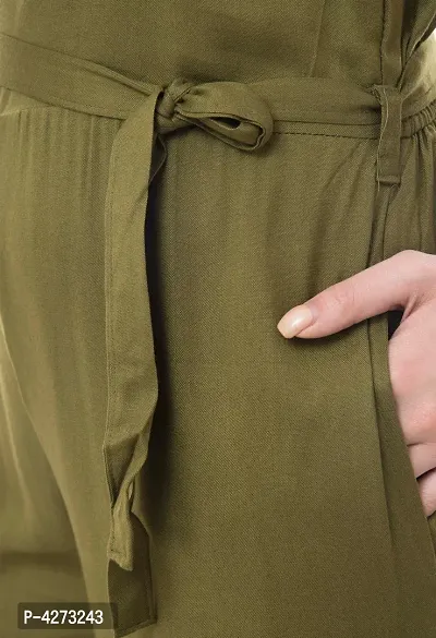 Solid olive Jumpsuit for women-thumb5