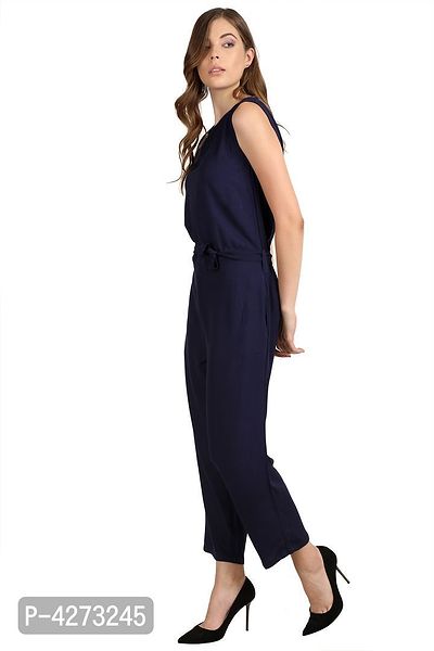 Solid Blue Jumpsuit for women-thumb3