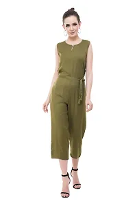 Solid olive Jumpsuit for women-thumb1