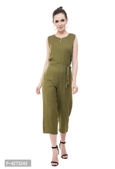 Solid olive Jumpsuit for women-thumb0
