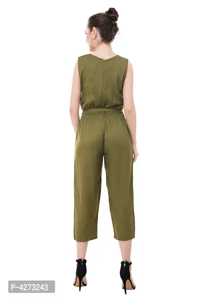 Solid olive Jumpsuit for women-thumb4
