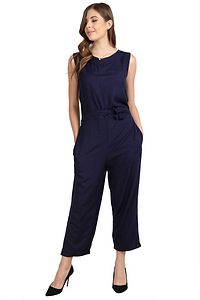 Solid Blue Jumpsuit for women-thumb1
