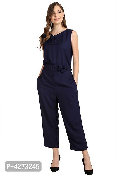 Solid Blue Jumpsuit for women-thumb0
