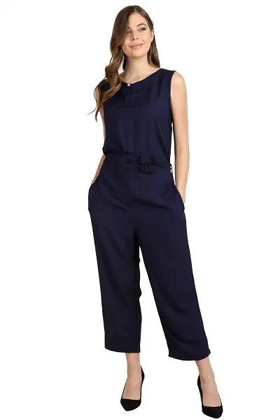 Women's Stylish and Trendy Maroon Solid Crepe Jumpsuit