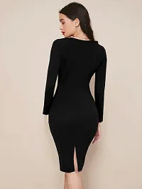 Stylish Black Lycra Solid Bodycon Dress For Women-thumb1