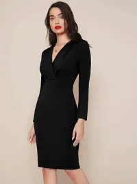 Stylish Black Lycra Solid Bodycon Dress For Women-thumb2