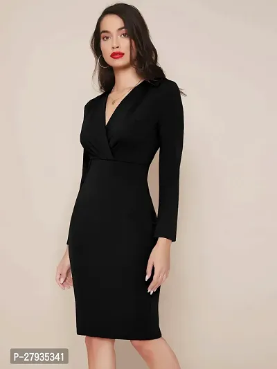 Stylish Black Lycra Solid Bodycon Dress For Women-thumb3
