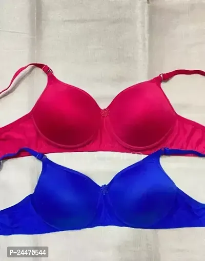 Stylish Multicoloured Cotton Solid Bras For Women Pack Of 2